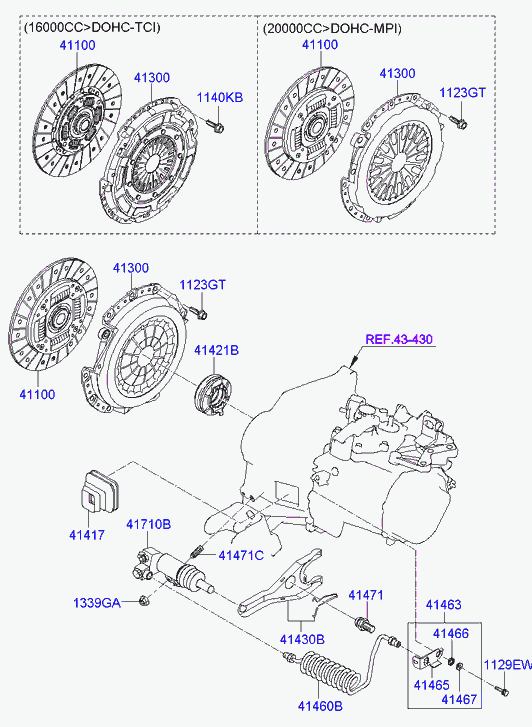 Hyundai 41421-32000 - Комплект сцепления autospares.lv