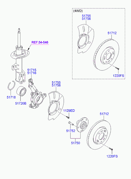 KIA 517162S000 - Knuckle - front axle, rh autospares.lv