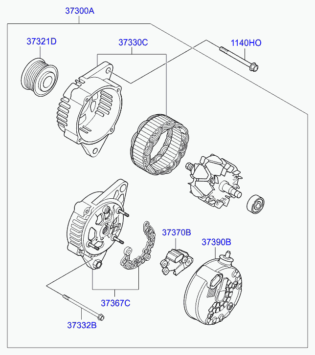 Hyundai 37322-2F000 - Шкив генератора, муфта autospares.lv