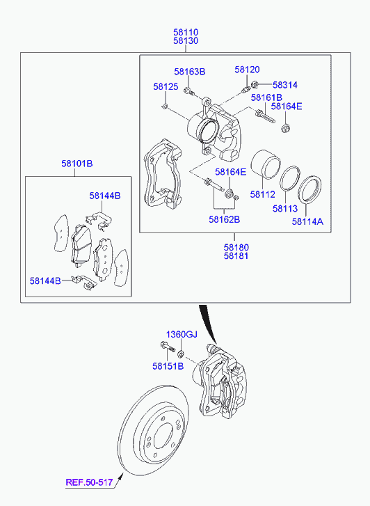 KIA 58101-2VA10 - Тормозные колодки, дисковые, комплект autospares.lv