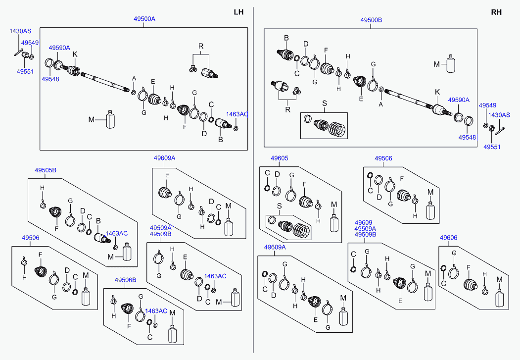 KIA 4950126561 - Шарнирный комплект, ШРУС, приводной вал autospares.lv