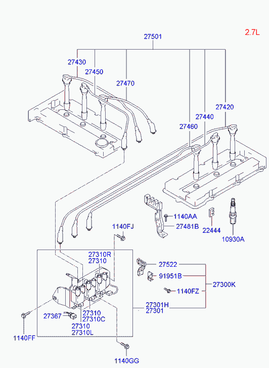 KIA 2731037140 - Coil - ignition, rh autospares.lv