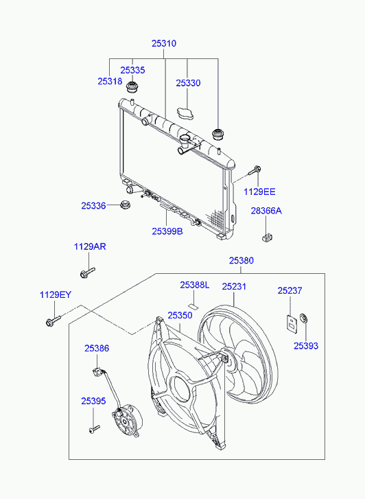 Hyundai 25310-26070 - Радиатор, охлаждение двигателя autospares.lv