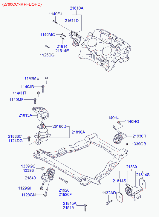 Hyundai 2183026300 - Подушка, опора, подвеска двигателя autospares.lv