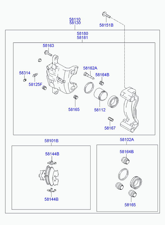 Hyundai 58164-32000 - Ремкомплект, тормозной суппорт autospares.lv