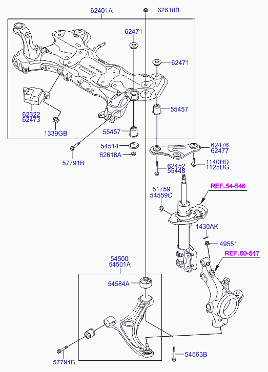 Hyundai 54584-1J000 - Сайлентблок, рычаг подвески колеса autospares.lv