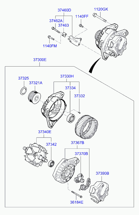 KIA 373002E300 - Генератор autospares.lv