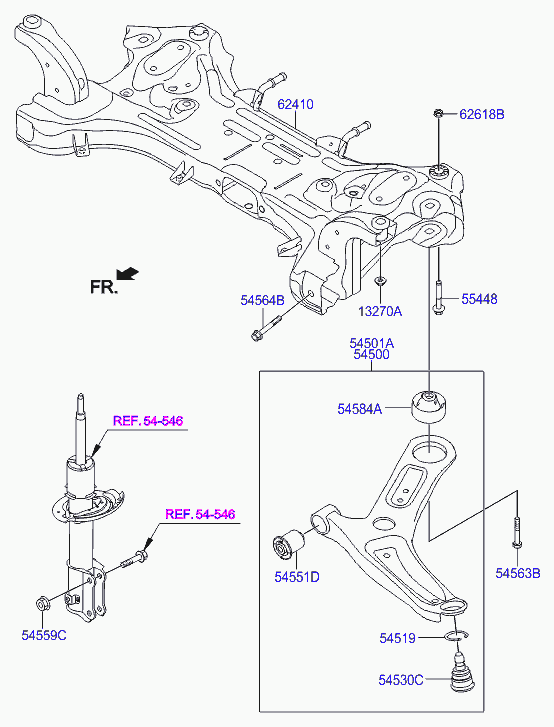 KIA 54551 C1000 - Сайлентблок, рычаг подвески колеса autospares.lv