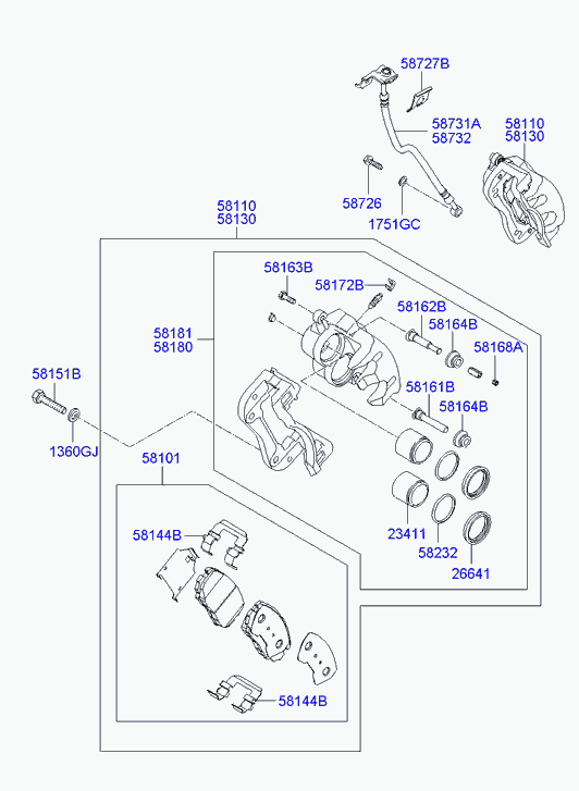 Hyundai 581442B000 - Комплектующие для колодок дискового тормоза autospares.lv