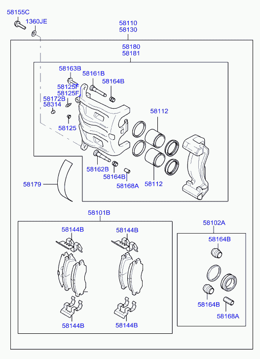 KIA 58101-H1A10 - Тормозные колодки, дисковые, комплект autospares.lv