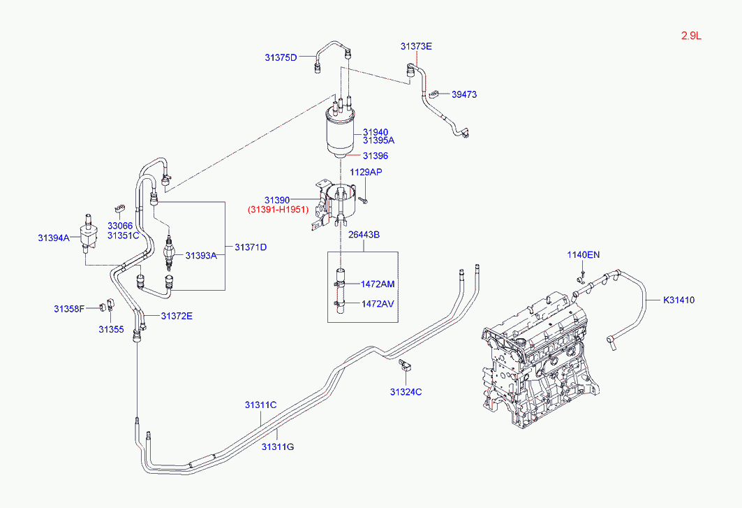 KIA 31395 H1950 - Топливный фильтр autospares.lv