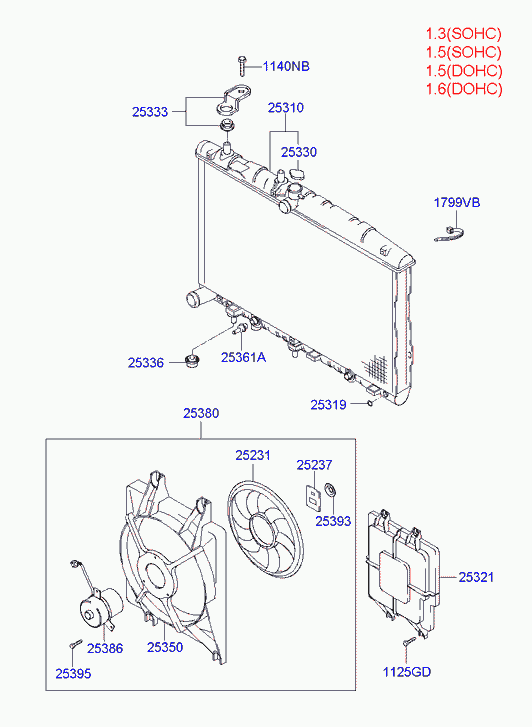 Hyundai 2531025Q10 - Радиатор, охлаждение двигателя autospares.lv