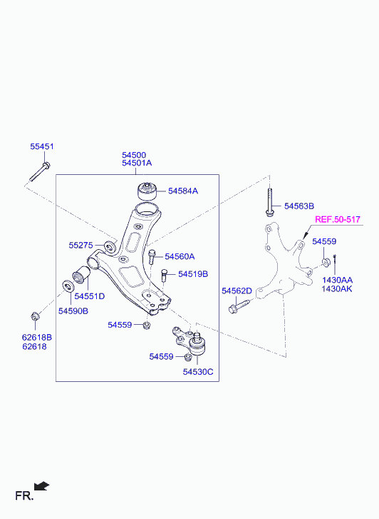 Hyundai 545844H000 - Сайлентблок, рычаг подвески колеса autospares.lv