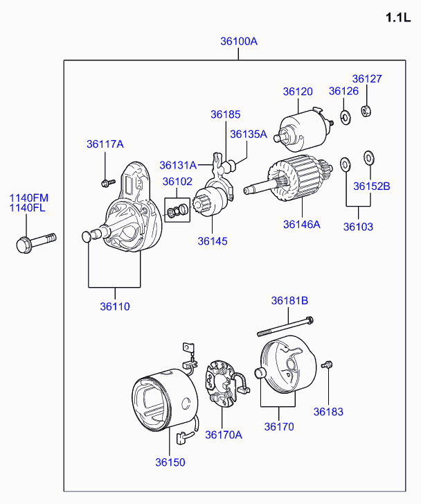 KIA 3613102550 - Стартер autospares.lv