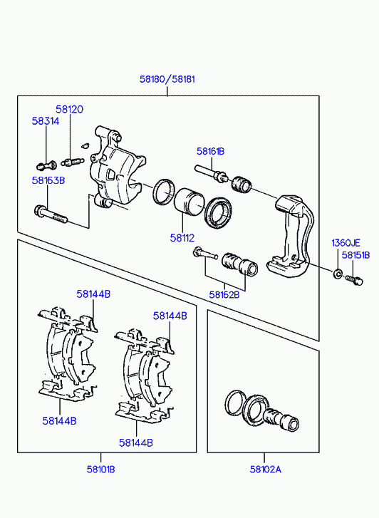 Hyundai 58102-02A00 - Ремкомплект, тормозной суппорт autospares.lv