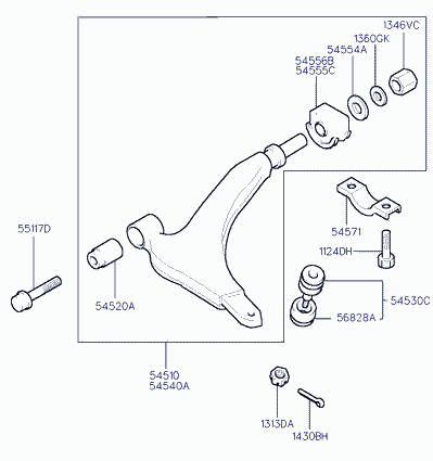 Hyundai 54555-02001 - Сайлентблок, рычаг подвески колеса autospares.lv