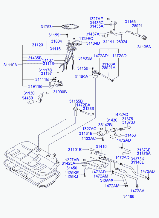 Hyundai 3111138050 - Топливный насос autospares.lv