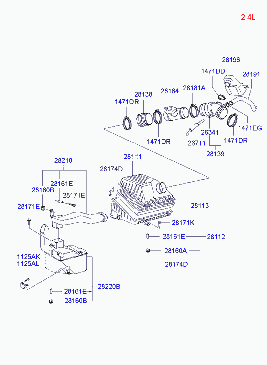 Hyundai 28164-38080 - Датчик потока, массы воздуха autospares.lv