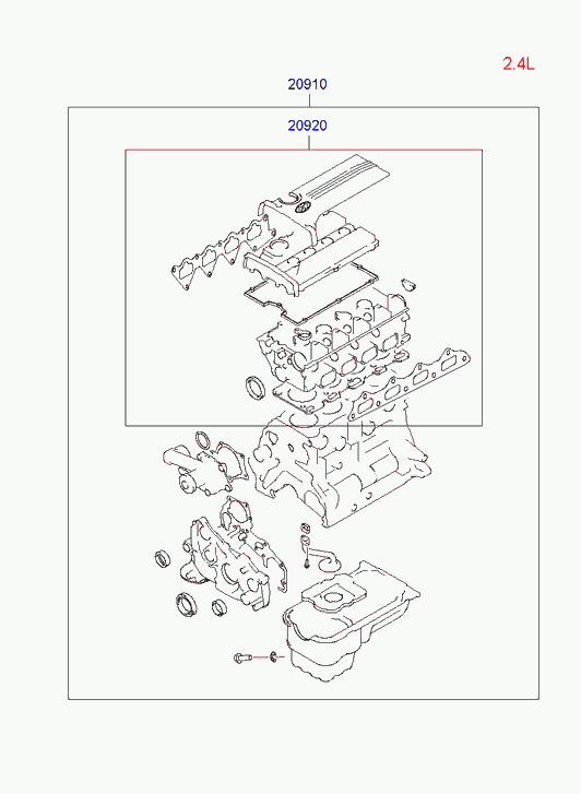 KIA 20920-38C00 - Комплект прокладок, головка цилиндра autospares.lv