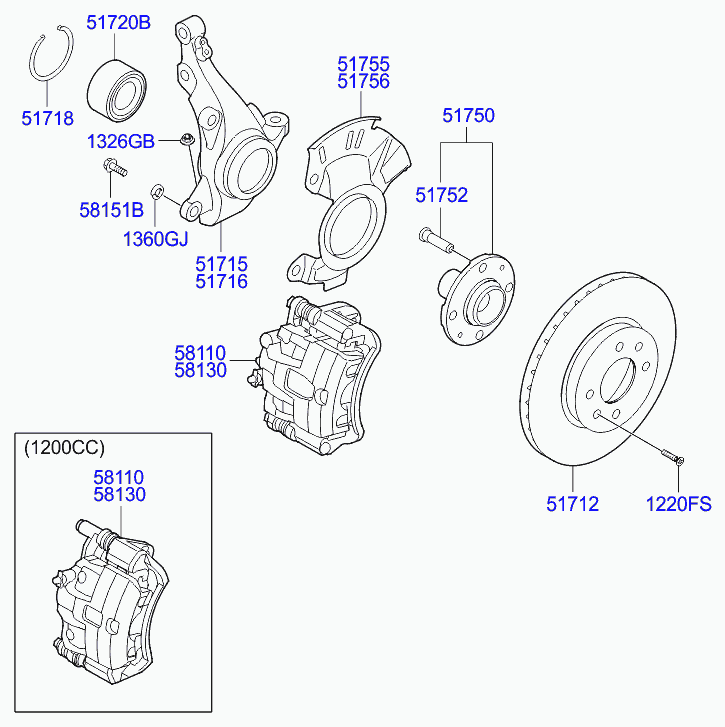 Hyundai 581101J100 - Тормозной суппорт autospares.lv