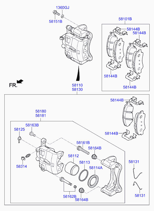 KIA 58101-H5A25 - Тормозные колодки, дисковые, комплект autospares.lv