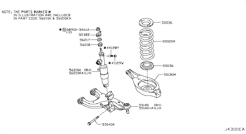 NISSAN #551A0-1LA0A - Сайлентблок, рычаг подвески колеса autospares.lv