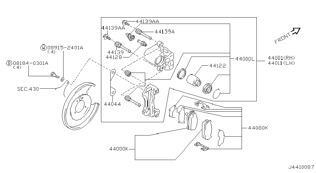 NISSAN 44126-64G00 - Поршень, корпус скобы тормоза autospares.lv