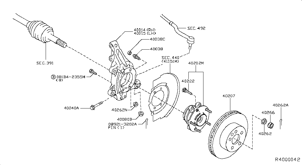 NISSAN 402023JA1A - Ступица колеса, поворотный кулак autospares.lv