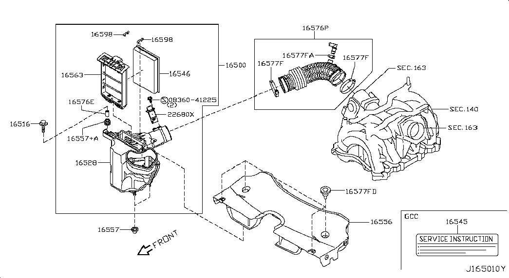 NISSAN 16546-JG30A - Воздушный фильтр, двигатель autospares.lv