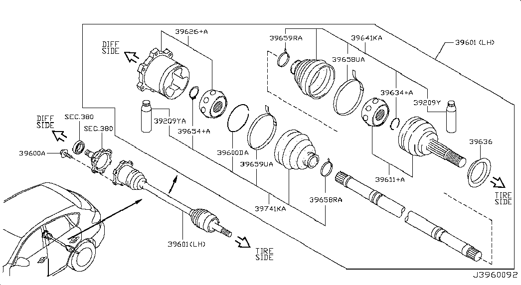 NISSAN 39741EA027 - Пыльник, приводной вал autospares.lv