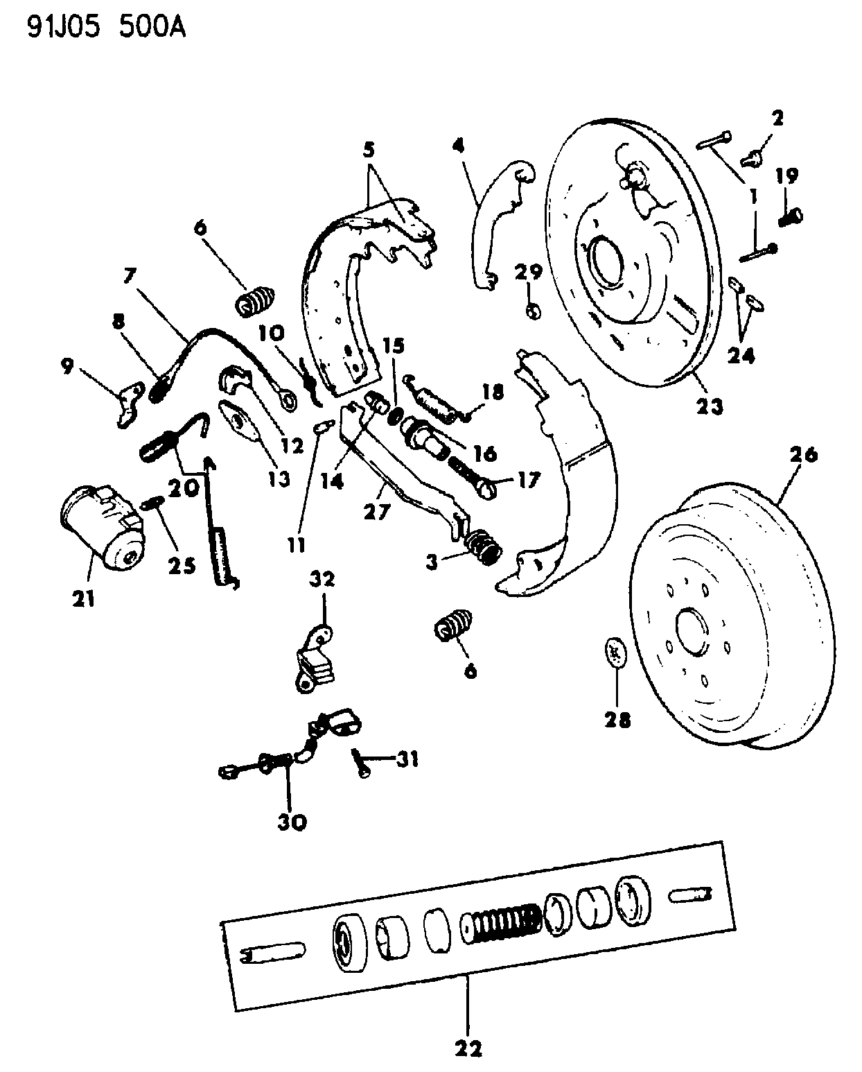 Jeep 4423 606 - Комплект тормозных колодок, барабанные autospares.lv