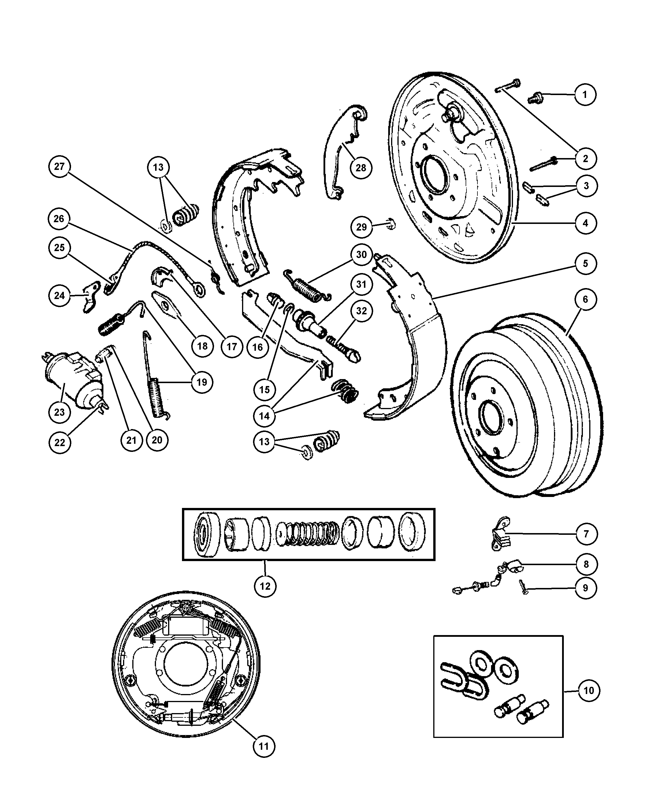 Jeep 5019 536AA - Комплект тормозных колодок, барабанные autospares.lv