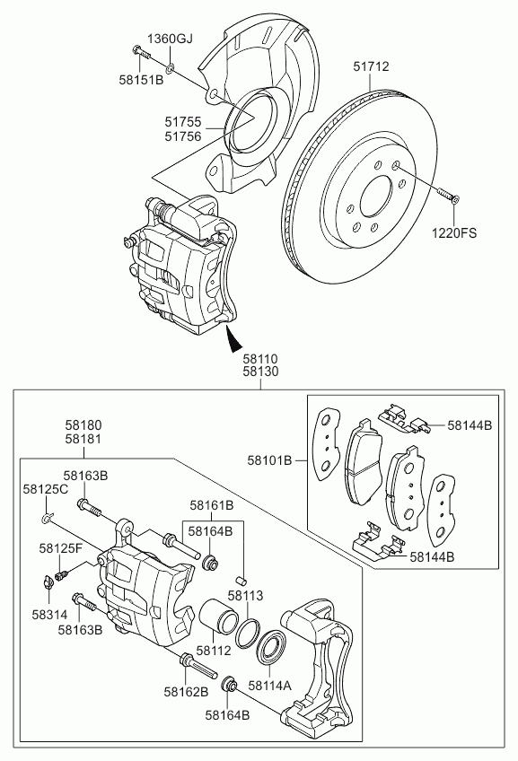 Hyundai 58113-24000 - Ремкомплект, тормозной суппорт autospares.lv