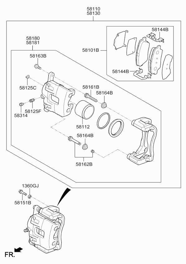 KIA 58101A4A01 - Тормозные колодки, дисковые, комплект autospares.lv