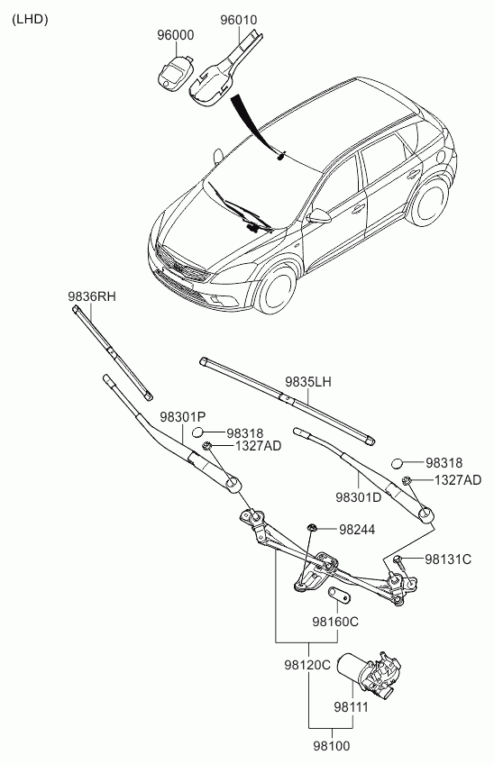 KIA 98360-1H300 - Щетка стеклоочистителя autospares.lv