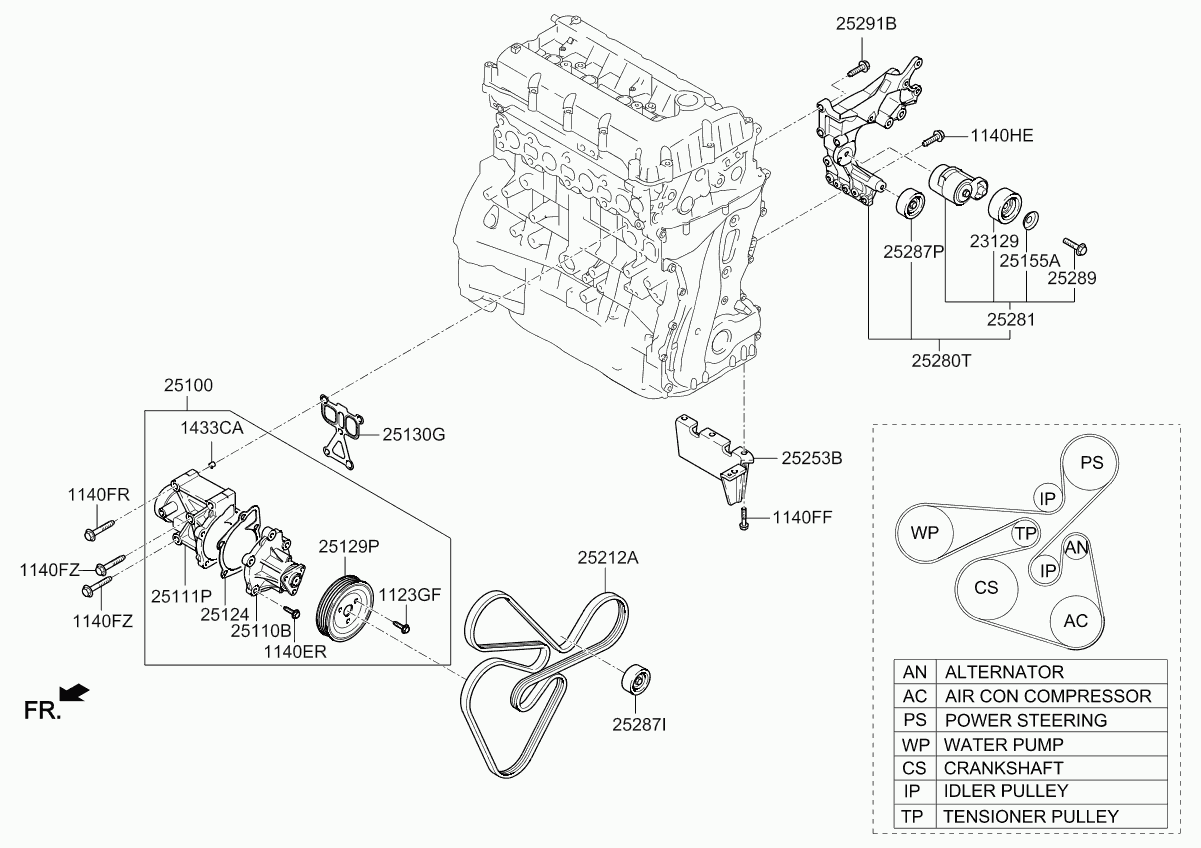 KIA 25100-2G500 - Водяной насос autospares.lv