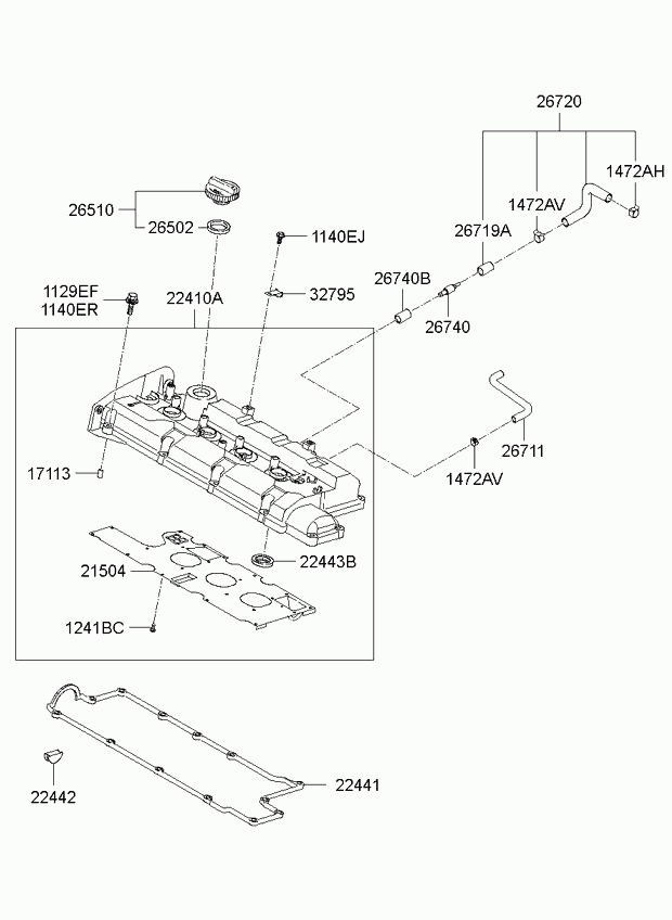 KIA 22442-23500 - Комплект прокладок, крышка головки цилиндра autospares.lv