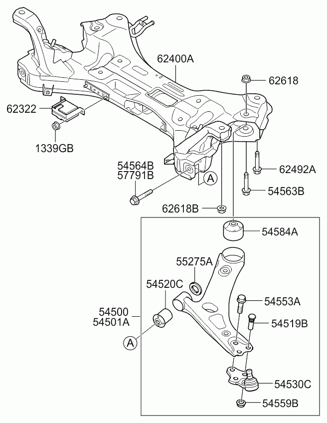 Hyundai 54551-2Y000 - Сайлентблок, рычаг подвески колеса autospares.lv