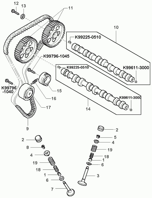 KIA 0K954-12-205 - Зубчатый ремень ГРМ autospares.lv