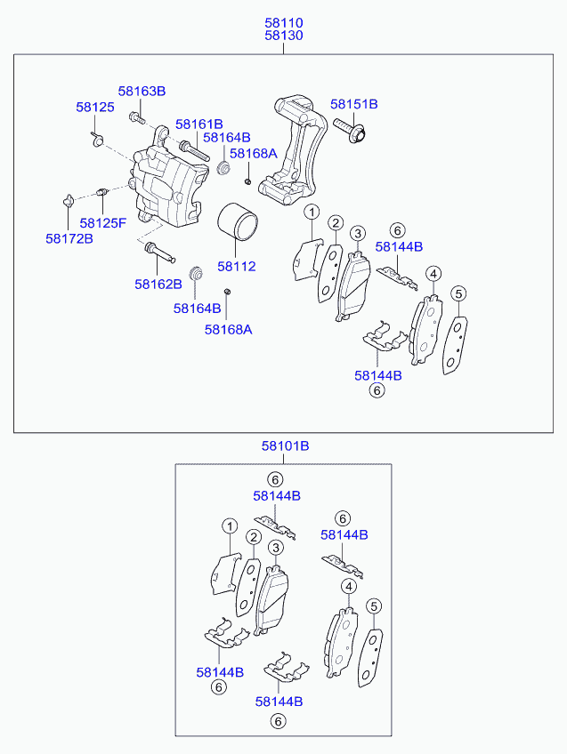 KIA 581011FE01 - Тормозные колодки, дисковые, комплект autospares.lv