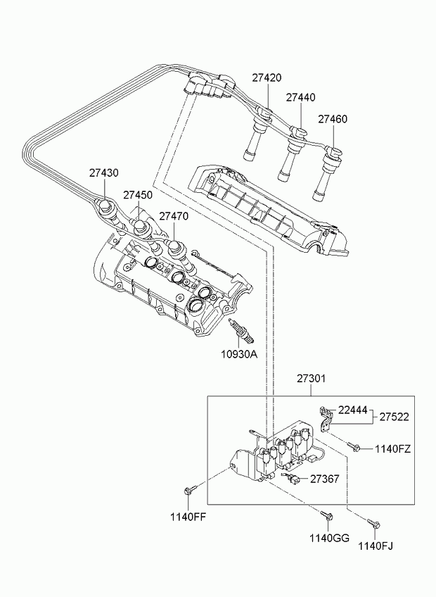 KIA 27470-37200 - Комплект проводов зажигания autospares.lv