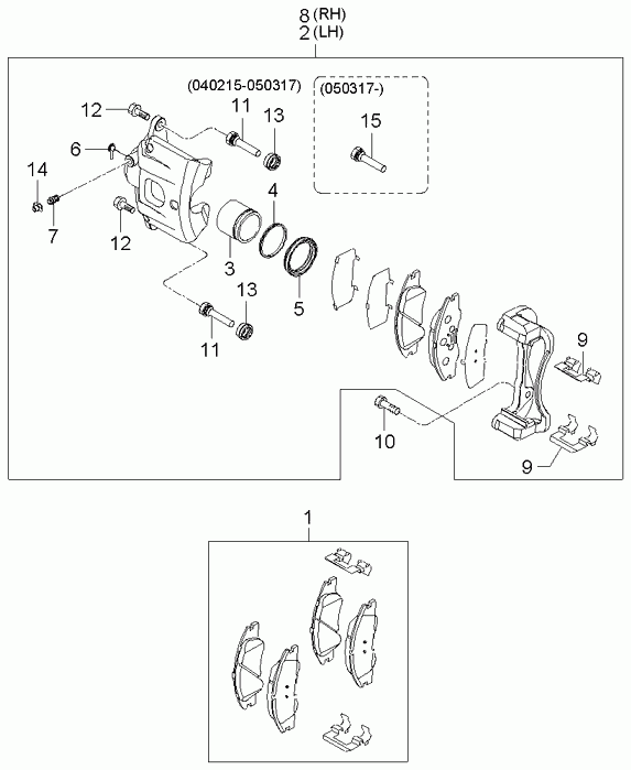 KIA 581252F000 - Комплектующие для колодок дискового тормоза autospares.lv