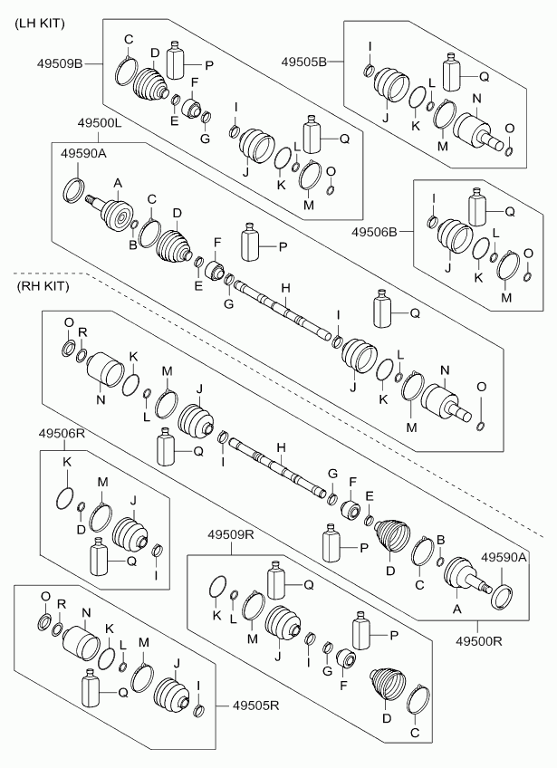 Hyundai 495052PA00 - Шарнирный комплект, ШРУС, приводной вал autospares.lv