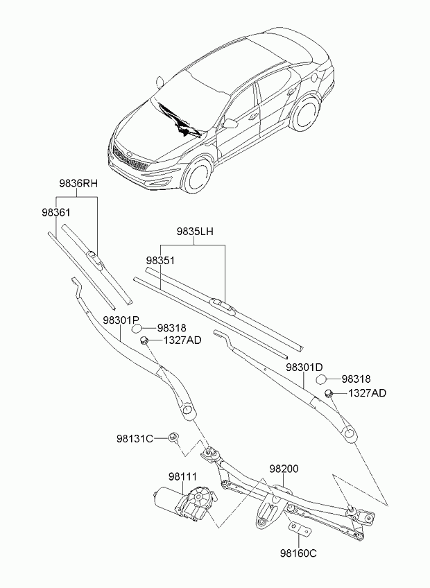 Hyundai 98361-2V000 - Щетка стеклоочистителя autospares.lv