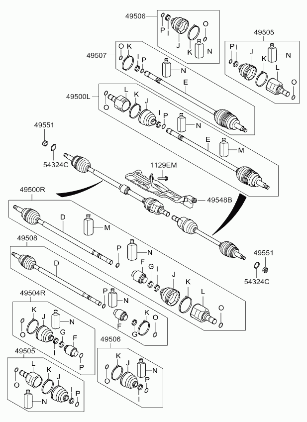 Hyundai 495512G100 - Подшипник ступицы колеса, комплект autospares.lv