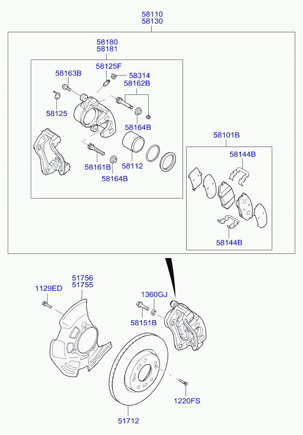 KIA 581904RA00 - Тормозной суппорт autospares.lv