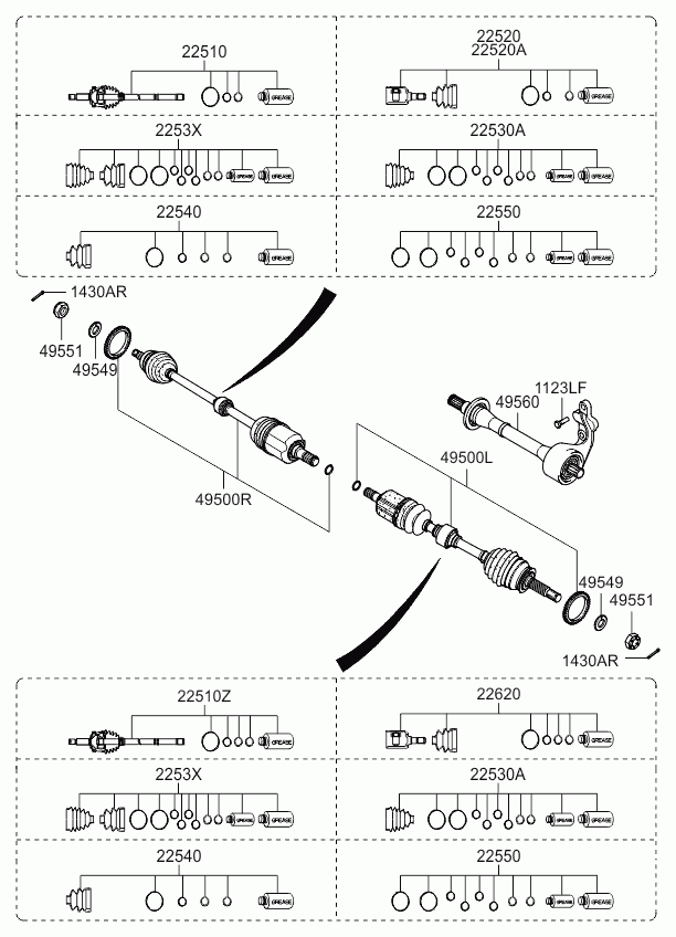 KIA 495001G051 - Приводной вал autospares.lv