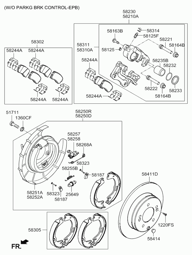 KIA 58210-3Q100 - Ремкомплект, тормозной суппорт autospares.lv