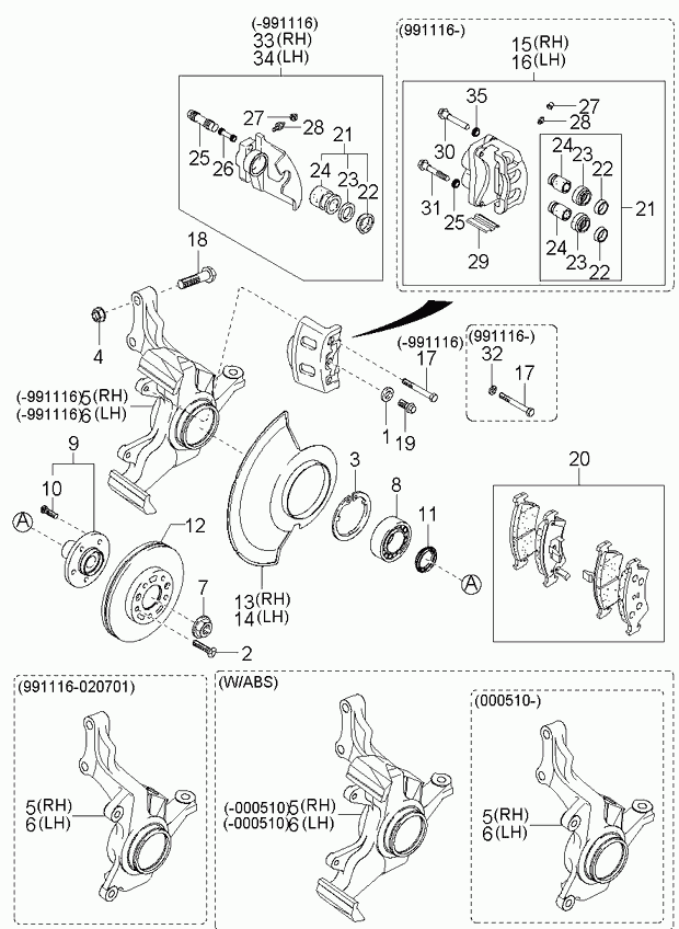 KIA 0K58A33990 - Тормозной суппорт autospares.lv