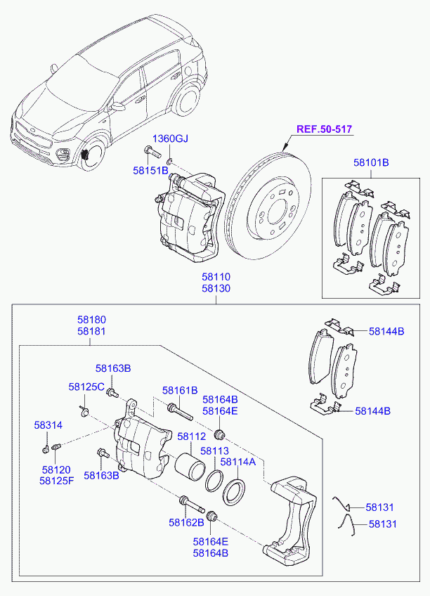 KIA 58190-D7A50 - Тормозной суппорт autospares.lv